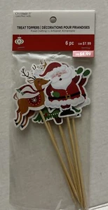 Christmas Santa/Reindeer /xmas Tree Treats Toppers 6 Pc Celebrate It New - Picture 1 of 2