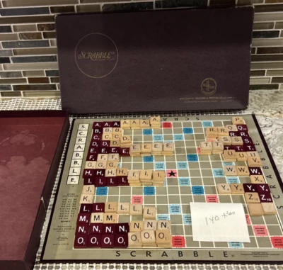 Scrabble Game SelRight 1965-70 Burgundy and Natural 140 Tiles No Racks - Image 1 of 4