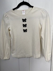 NWOT 2007 Gymboree Girls Sz10 HOLIDAY CLASSICS Ivory Black Bead Bows L/S Top HTF - Picture 1 of 6