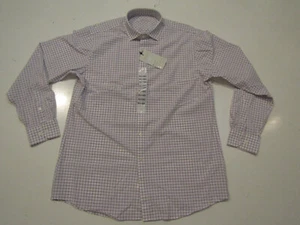 NWT Mens PERRY ELLIS White Check Button Front L/S Travel Tech Shirt 17 34 / 35 - Picture 1 of 3