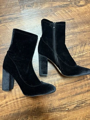 Botines calcetín Sam Edelman Calexa para mujer talla 9,5 terciopelo negro 3,75" tacón bloque cremallera Foto 1 de 4