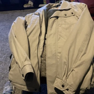 Dockers Men Sz M Medium Stain Defender Tan Lined Zipper Jacket Bomber  Pockets - Image 1 of 3