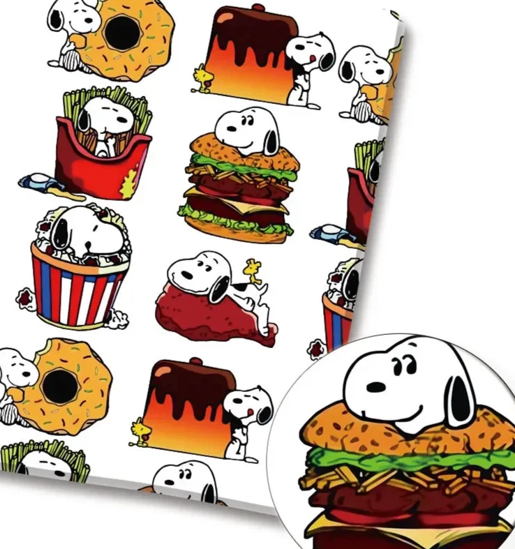 Peanuts Snoopy fast food hamburger polycotton Fabric Half Yard (18” x 55”) 33367 - Imagem 1 de 1