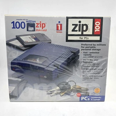 Iomega Zip 100 Parallel Port Drive 100MB Zip Disks Portable Storage New - Image 1 of 4