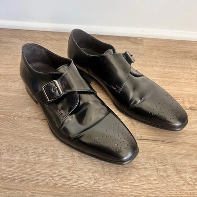 Zapatos Bruno Magli Para Hombre Cuero Negro Monje Correa Talla 10.5 M Hechos en Italia Coleman Foto 1 de 4