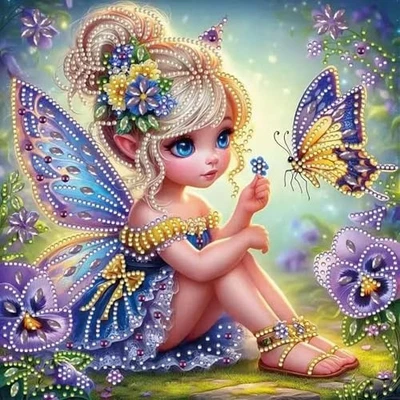 Fairy Special Shape Diamond Art Kits for Beginners, Butterfly Animali 5D  - Image 1 of 4