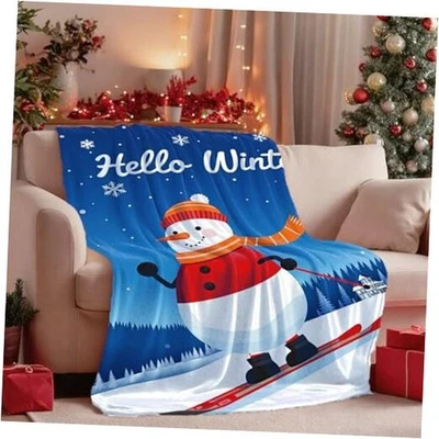 Manta de Navidad, Navidad Muñeco de Nieve Copos de Nieve Franela Vellón  Foto 1 de 4