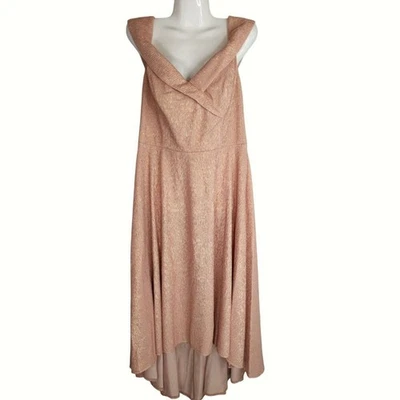 Oleg Cassini Womens Off The Shoulder Metallic Hi-Lo Dress Rosego Size 12 NWT - Image 1 of 4