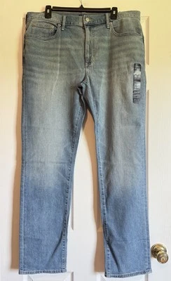 J. Pantalones de mezclilla Crew Signature Flex para hombre calce recto lavado medio 36x32 NUEVO Foto 1 de 4