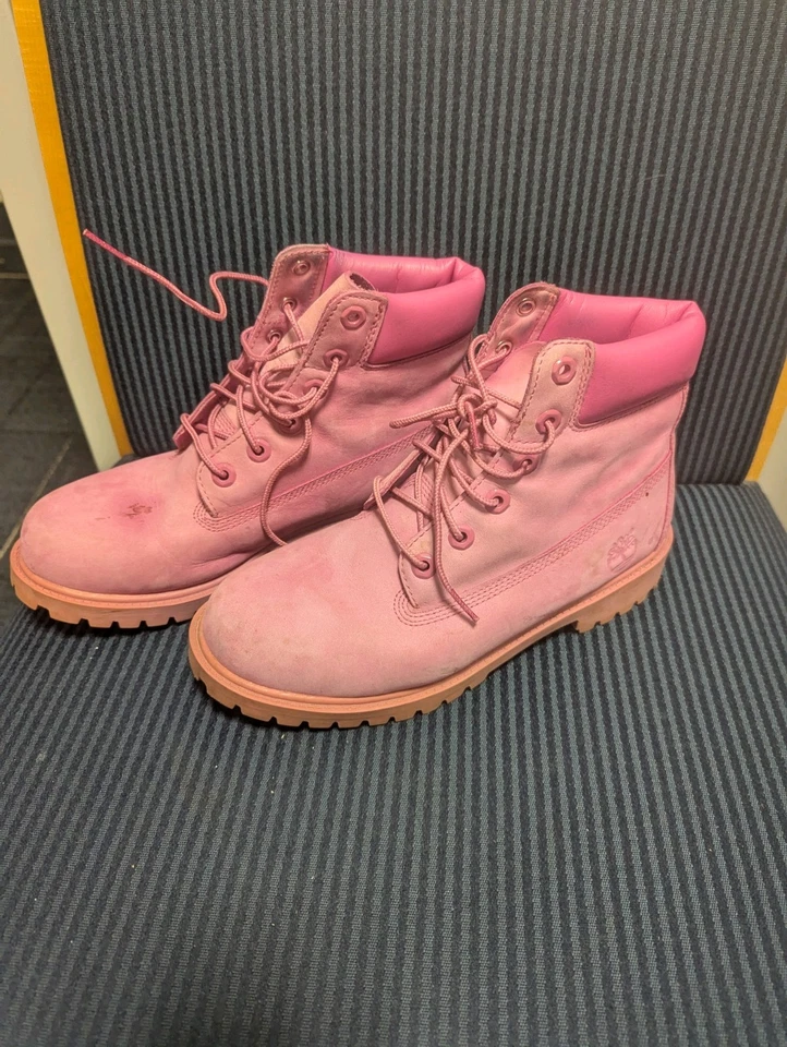 Timberland 6 Inch Pink Combat Boots Lace Up- Size 6.5  - Image 1 of 4