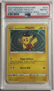 PSA 8 Special Delivery Pikachu SWSH074 - Sword & Shield Pokemon Center Promo - Picture 1 of 2