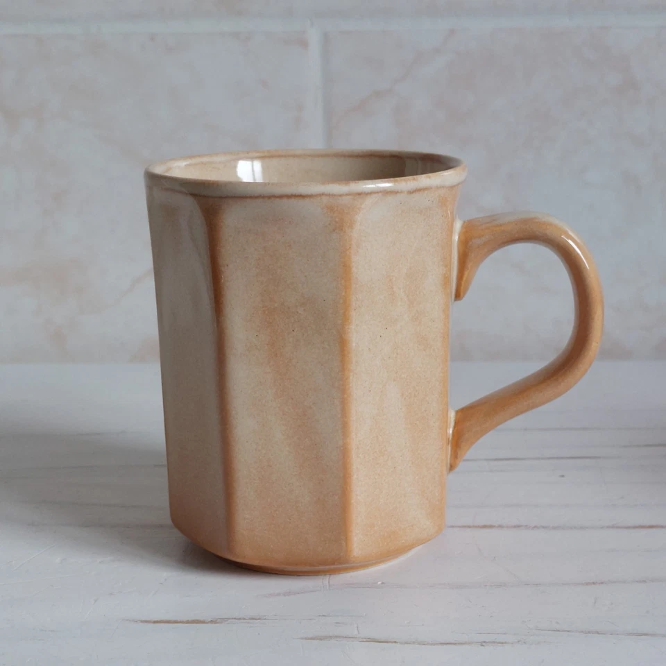 Studio Pottery Mug Cup Brown Ceramic Octagonal H 9.5cm Glazed Rustic England - Image 1 of 4