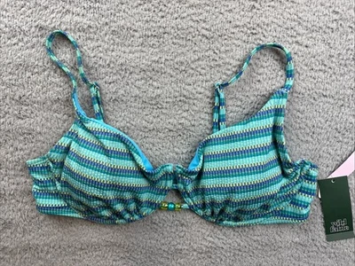 Top de bikini Wild Fable para mujer XL 16 texturizado con aros y detalle de cuentas Foto 1 de 4