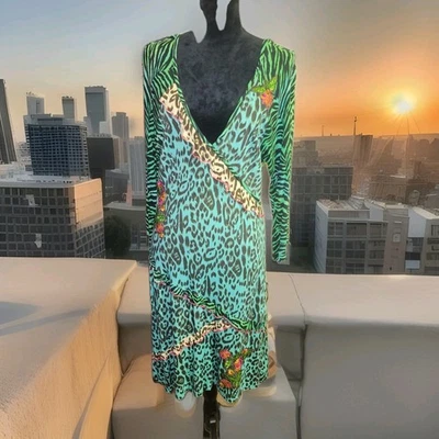 Vestido Krista Lee Talla XL Bordado Cuentas Artístico PullOver Negro Aqua Safari Estampado Foto 1 de 4