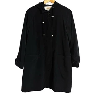 Talbots Petites Medium Black Hooded Women’s Trench Coat - Picture 1 of 4