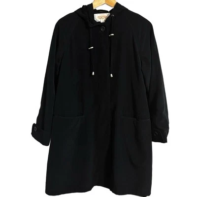 Gabardina para mujer Talbots Petites mediana negra con capucha  Foto 1 de 4