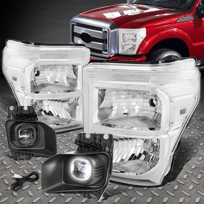 PARA FORD F250-F550 SD 11-16 FAROS CROMADOS/CLAROS + FAROS ANTINIEBLA LED + BISEL + INTERRUPTOR Foto 1 de 4