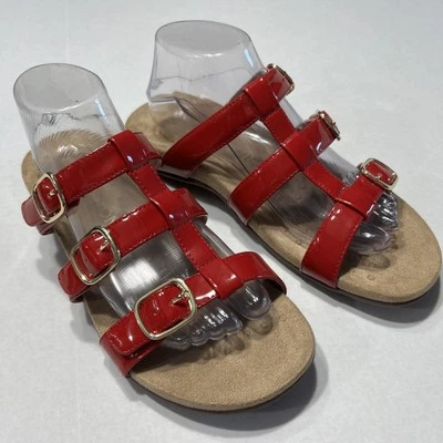 Sandalias Vionic Misa para mujer deslizables charol rojo correas ajustables hebillas talla 9 EC Foto 1 de 4