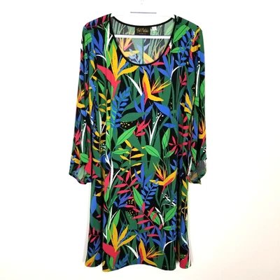 Vestido Feminino Bob Mackie Tamanho G Multicolorido Tropical Paradise Slinky Malha Arte para Usar - Imagem 1 de 4
