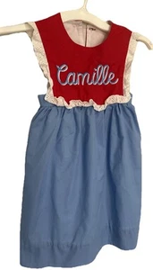 Lottie Lou Apparel Girls Dress Embroidered Personalized “Camille” Name Boutique - Picture 1 of 8