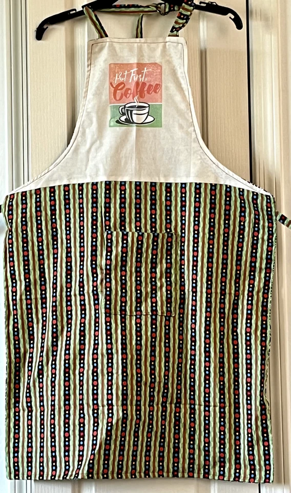 Custom Made Reversible Adult "But First Coffee" BIB Apron - Image 1 of 1