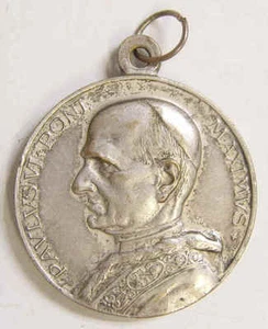 vintage Paul vi pont. max catholic fath pendant Saint Christopher relic 43034 - Picture 1 of 3