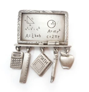 JJ Jonette Brosche Kreide Tafel Mathe Schule Geometrie Lehrer Pin signiert - Bild 1 von 9