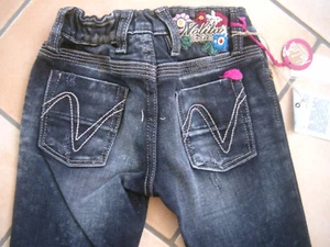 (C368) Nolita Pocket Girls used look Jeans Hose Logo Blumen Stickerei gr.110 - Picture 1 of 4