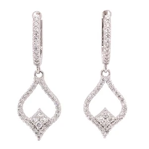 KC Designs NY 14 Karat White Gold Diamond Dangling Earrings - Picture 1 of 4
