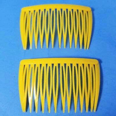 Vintage 1980's GOODY Side Hair Comb Set YELLOW Pair Retro Hair Care Lot Tuck EXC - Image 1 of 3