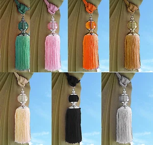 Large Tie Backs Prism Ball Tassel Curtain Rope Tieback  Single Pair HoldBacks - Picture 1 of 13