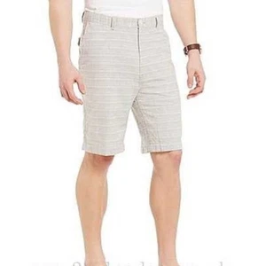 Roundtree & Yorke Casuals Flat-Front Linen/Cotton Blend Shorts S75HR220A Grey 40 - Picture 1 of 7