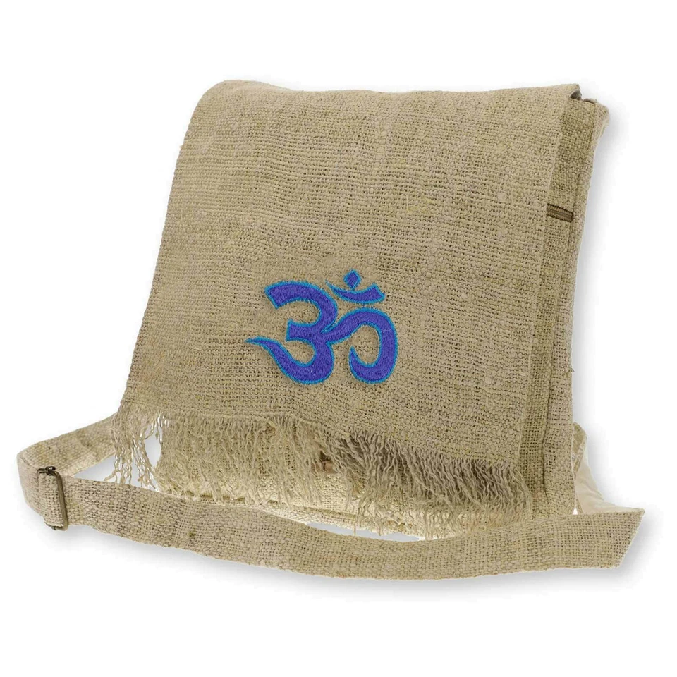 Hanf Schultertasche Umhängetasche Messenger Goa Hippie Tasche OM Nachhaltig Fair - Bild 1 von 1