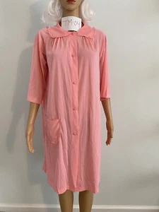 Camisón vintage Shadowline coral mangas 3/4 bolsillos de encaje con botones - Imagen 1 de 9