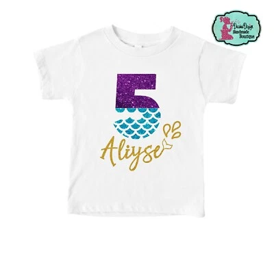 Camisa Sirena Brillo 5to Cumpleaños - Regalos Fiesta Cumpleaños Niña 5-Personalizada Foto 1 de 2