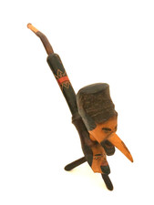 Vintage Hand Carved Heads Tobacco Smoking Pipe Wooden Folk Art 11