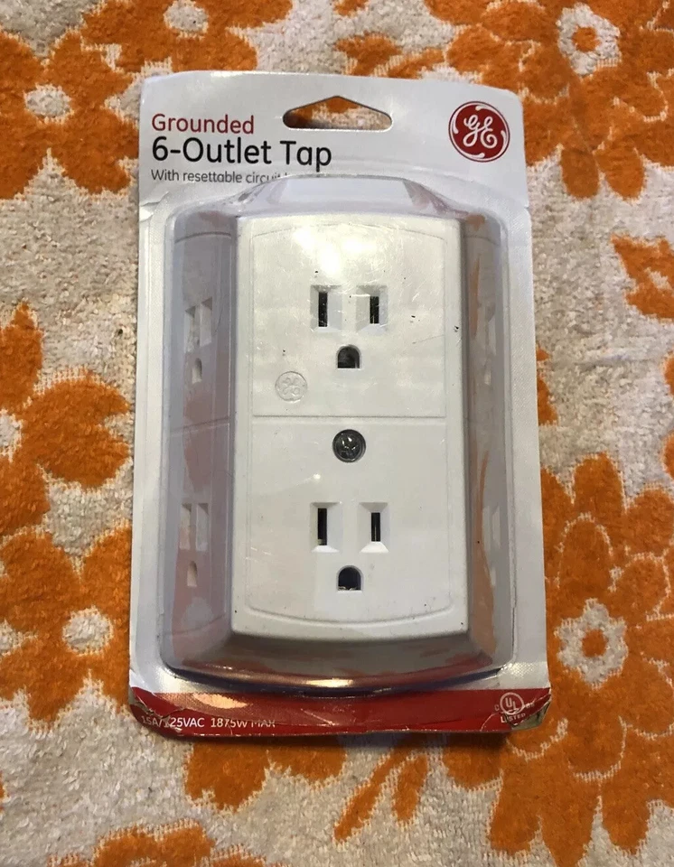 全新 GE 接地 6 插座龙头 带可重置断路器 56575 — 第 1/3 张图片