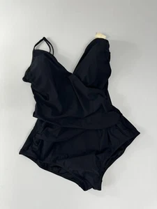 Profile by Gottex Women's Size 16 Surplice Bust V-Neck One Piece Swimsuit Black - Picture 1 of 6