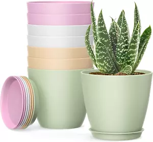 8Pack 4inch Small Nursery Plant Pots, Plastic Planters with Drainage Holes and S - Picture 1 of 7