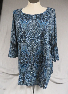 Blusa túnica azul manga 2/3 pulóver Studio Works para mujer Foto 1 de 4