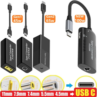 Laptop Charger Converter USB Type C PD Power Charging Cable Adapter - Image 1 of 4