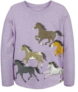 NEW John Deere Lavender Glitter Running Horses T-Shirt Size 6X - Picture 1 of 1