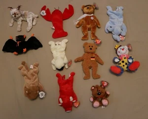 Lot #3 of 11 RARE Ty Beanie Babies All Retired w/Hang & Butt Tags & Protectors - Picture 1 of 2