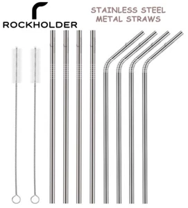 Pajitas de metal reutilizables mezcla color acero inoxidable bebidas pajitas fiesta - Imagen 1 de 9