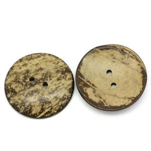 10 Extra Large Coconut Shell Wooden Buttons 2 inch - 5cm Coconut Wood (B30431) - Picture 1 of 6
