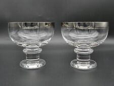 2 MCM Silver Band Glasses Champagne Cocktail Dessert Footed Crystal 12oz Vintage