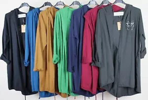 DAMEN ITALIENISCHE AUSGEFALLENE LAGENLOOK PAILLETTEN HERZ DESIGN KAPUZE ZWEI TASCHEN JACKE TOP - Bild 1 von 17