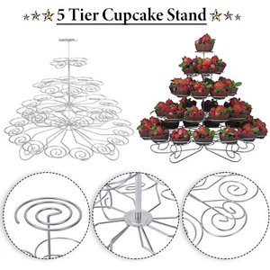 5 Tier Metal Cupcake Stand 41 Slots for Mini Cupcakes - Wedding/Birthday Decor - Picture 1 of 9