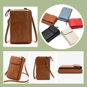Brown Small Crossbody Bag Women Lady Leather Shoulder Cell Phone Bag Wallet^^ - Picture 1 of 12