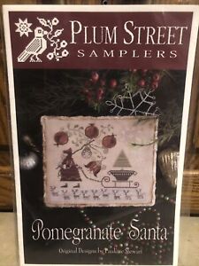 NEW Plum Street Samplers Cross Stitch Chart/Pattern “Pomegranate Santa”